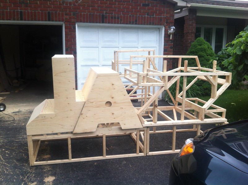 The wooden "sculpture" to be projected on, under construction.